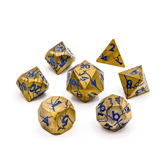 Hextech – lifestyle shot – metal DnD dice set