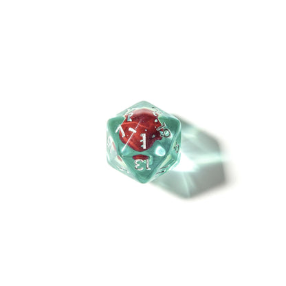 Red Mushies | Resin Inclusion Dice | 7 Piece Set