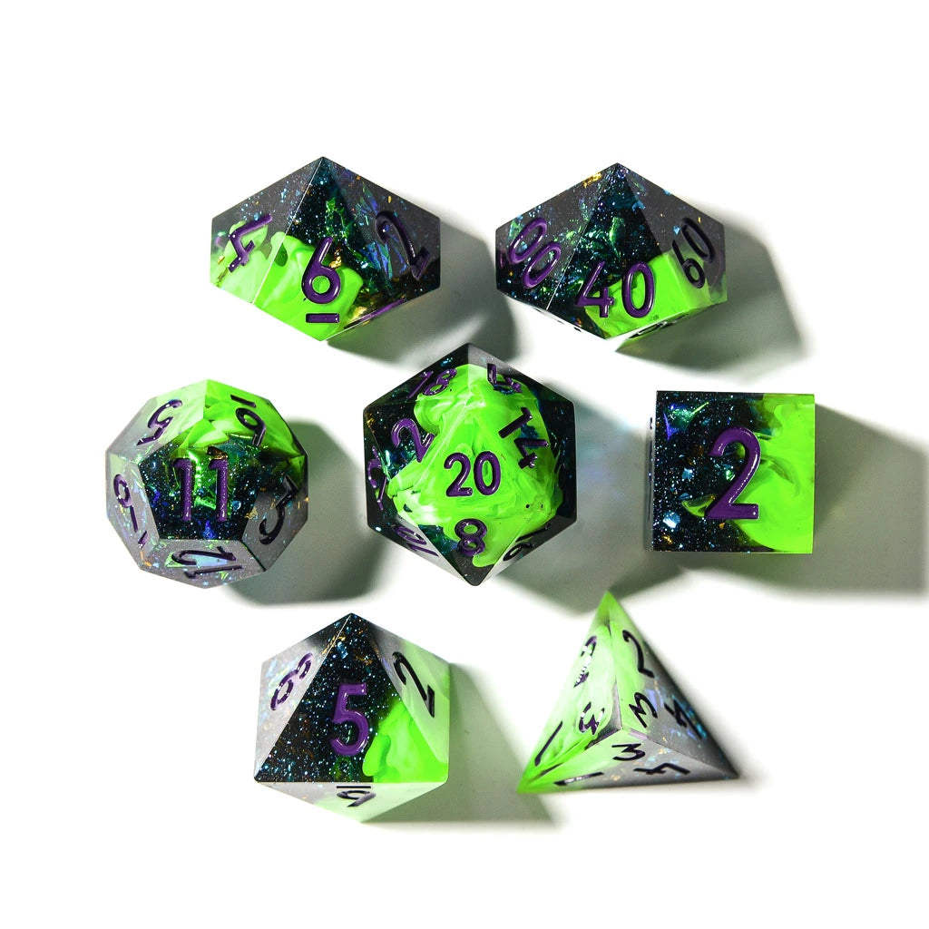 Toxic Elixer | Sharp Edge Dice | 7 Piece Set