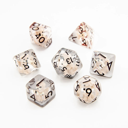 Cute Dogs | Resin Inclusion Dice | 7 Piece Set