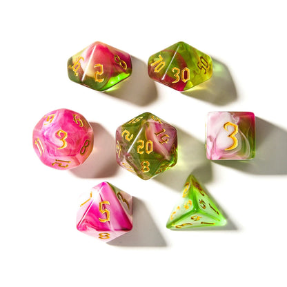 Springtime Swirl | Acrylic Dice | 7 Piece Set