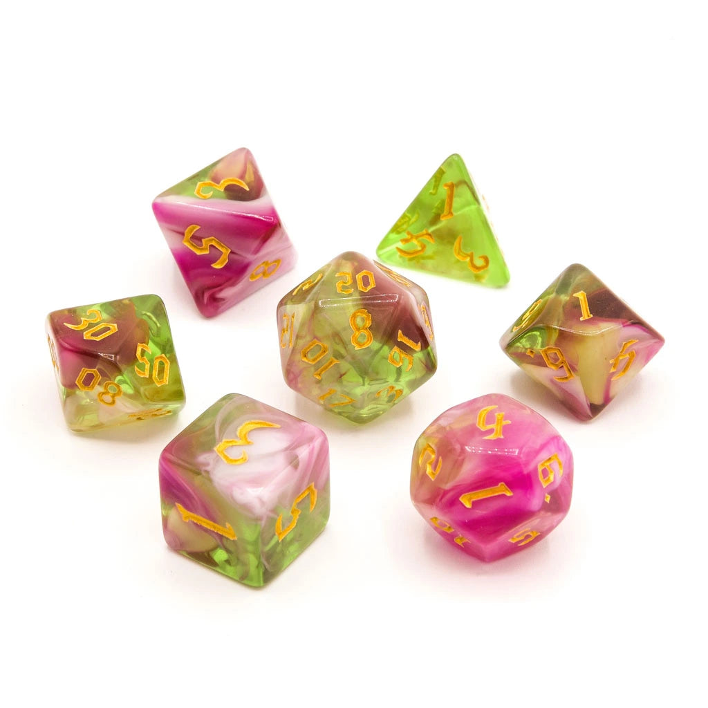 Springtime Swirl | Acrylic Dice | 7 Piece Set