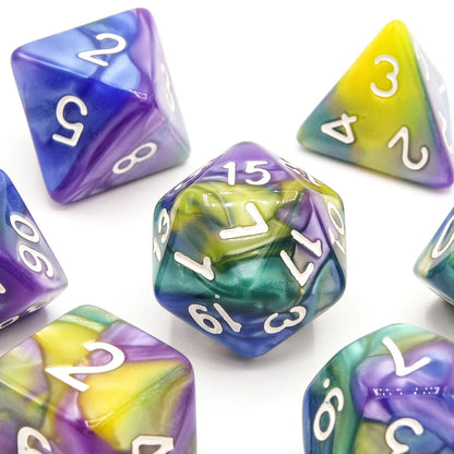 Lemonberry Swirl | Acrylic Dice | 7 Piece Set