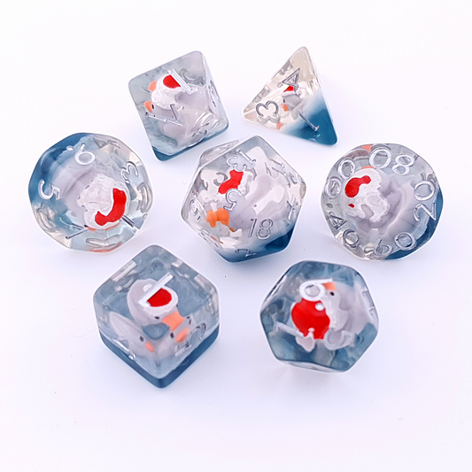 Santa Ducks | Resin Inclusion Dice | 7 Piece Set