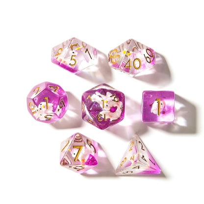 Unicorns | Resin Inclusion Dice | 7 Piece Set