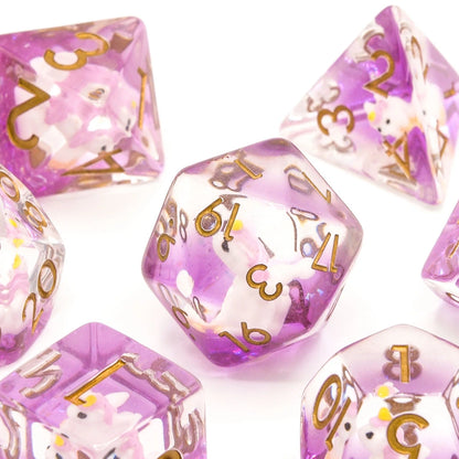 Unicorns | Resin Inclusion Dice | 7 Piece Set