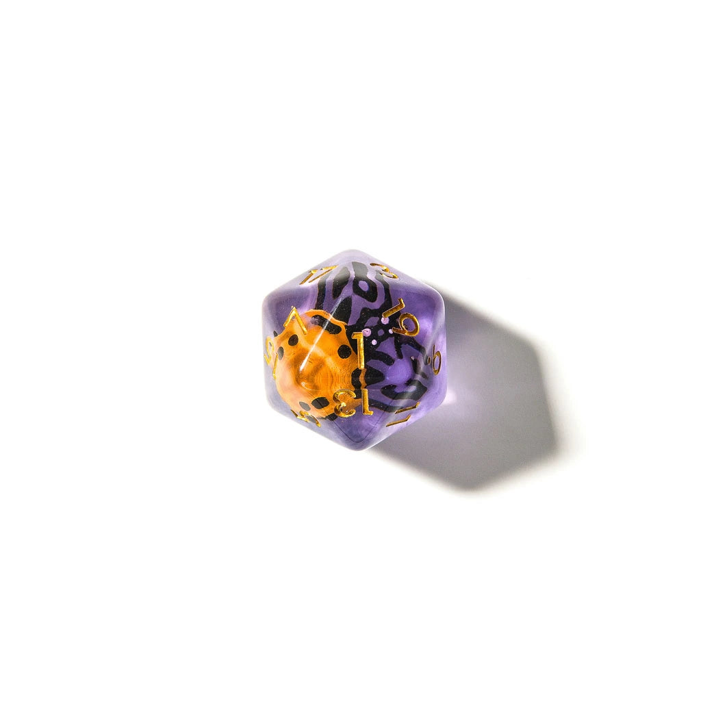 Yellow Ladybugs | Resin Inclusion Dice | 7 Piece Set