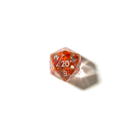 Orange Butterfly | Resin Inclusion Dice | 7 Piece Set