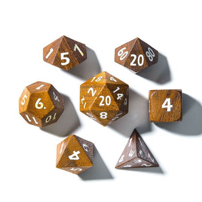 Black Walnut | Wooden Dice | 7 Piece Set