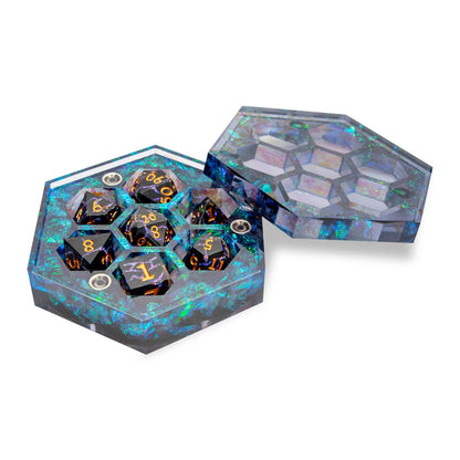 Azure Sparkle | Hexagonal Resin Dice Box