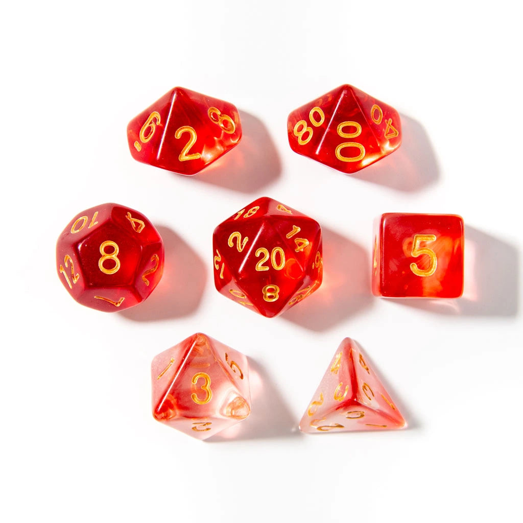 Phoenix Flame | Acrylic Dice | 7 Piece Set