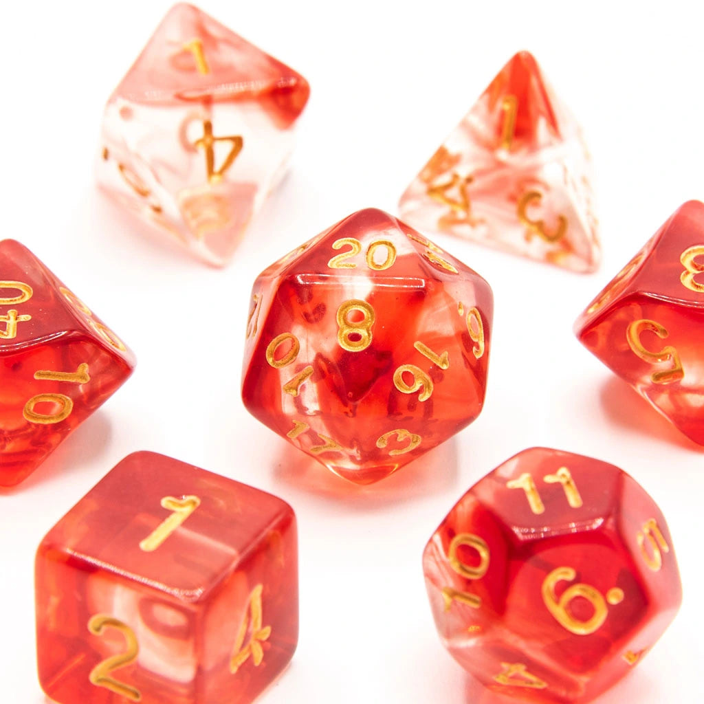 Phoenix Flame | Acrylic Dice | 7 Piece Set