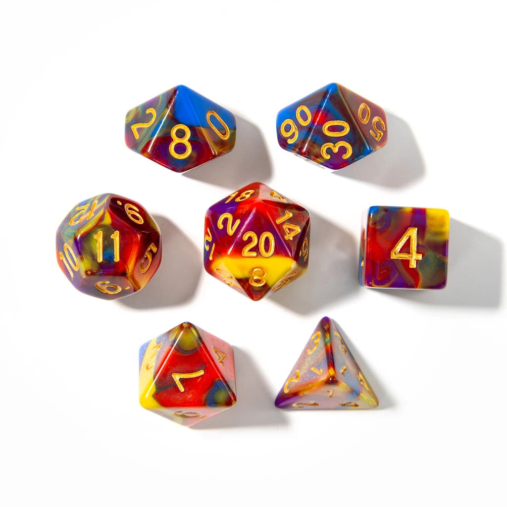 Rainbow Vortex | Acrylic Dice | 7 Piece Set