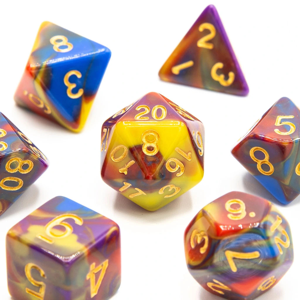 Rainbow Vortex | Acrylic Dice | 7 Piece Set