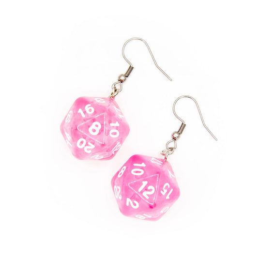 D20 Earrings | Transparent Pink