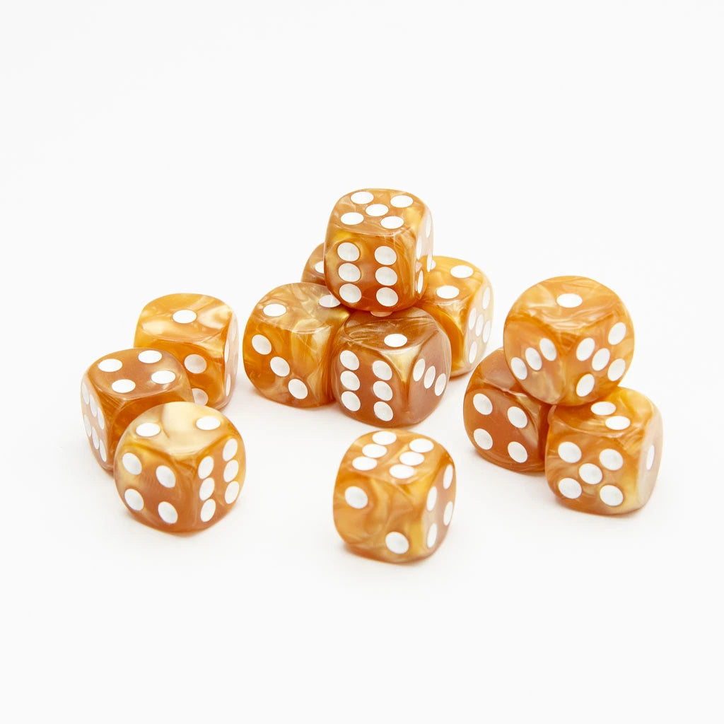 16mm D6 | Pearl Gold | Round Edge | 12 Pack