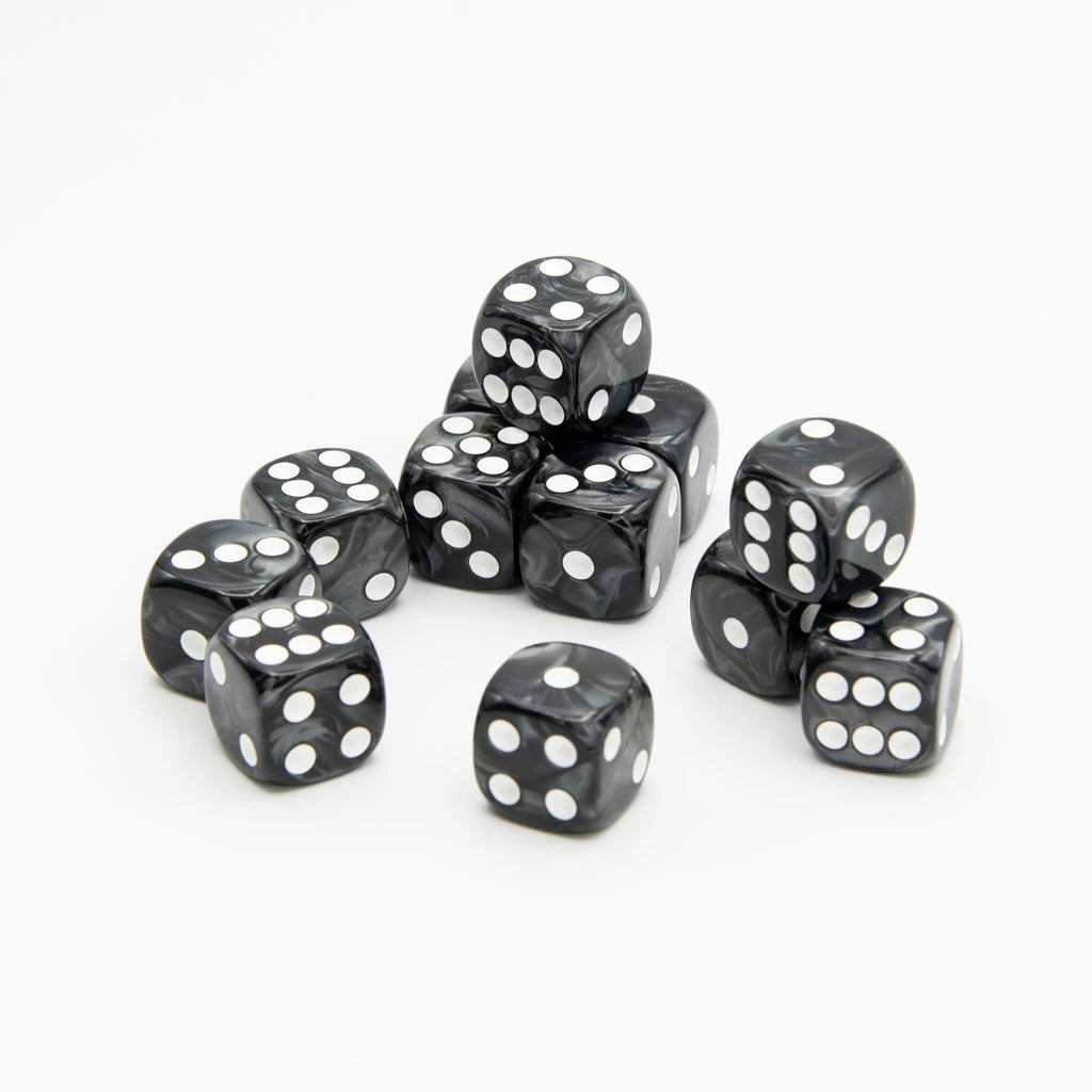 16mm D6 | Pearl Black | Round Edge | 12 Pack