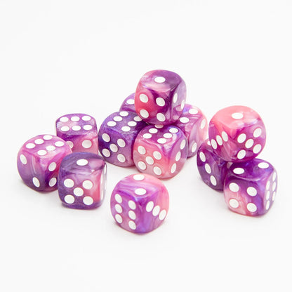 16mm D6 | Iridescent Pink | Round Edge | 12 Pack