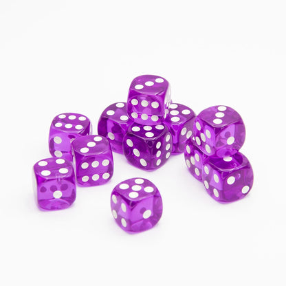 16mm D6 | Transparent Purple | Round Edge | 12 Pack