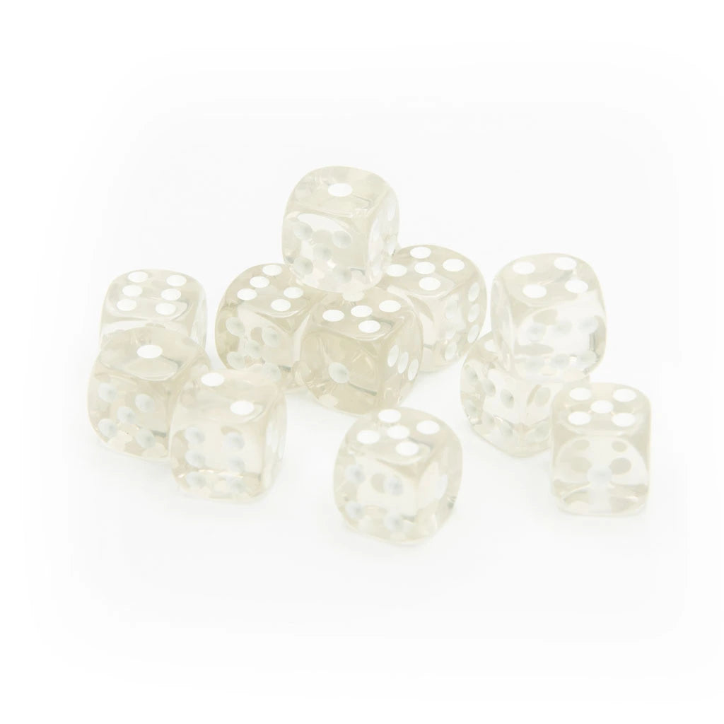 16mm D6 | Transparent Clear | Round Edge | 12 Pack