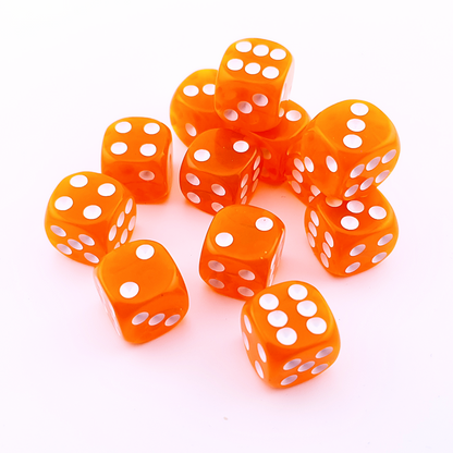 16mm D6 | Transparent Orange | Round Edge | 12 Pack