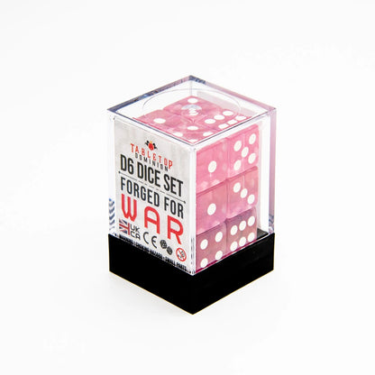 16mm D6 | Transparent Pink | Square Edge | 12 Pack