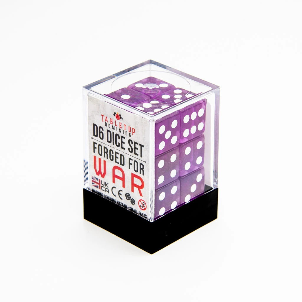 16mm D6 | Transparent Purple | Square Edge | 12 Pack