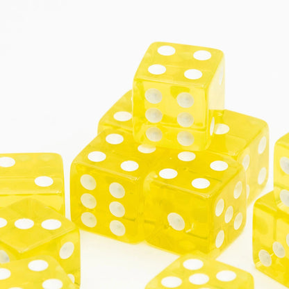 16mm D6 | Transparent Yellow | Square Edge | 12 Pack