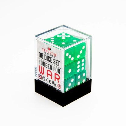 16mm D6 | Transparent Green | Square Edge | 12 Pack