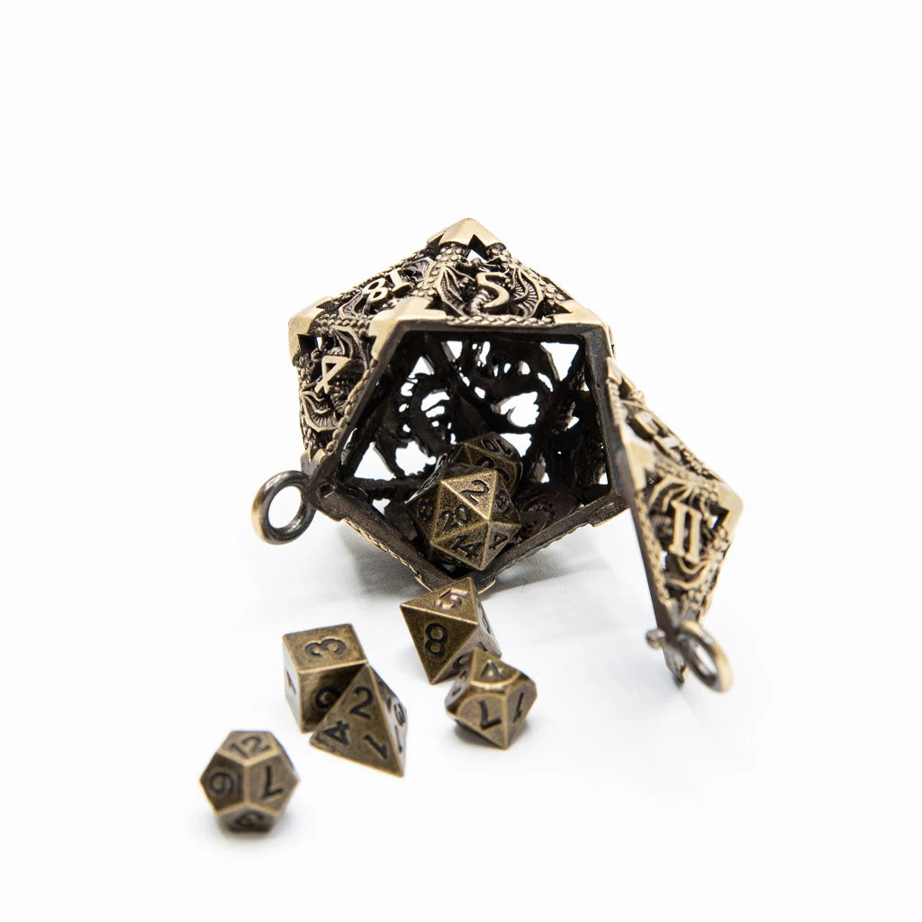 Wyvern's Vault | D20 Keyring w/Mini Dice | Bronze