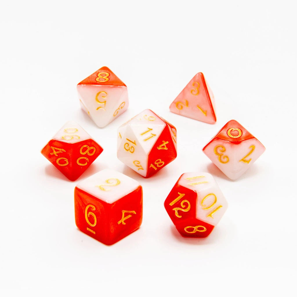 Scarlet Frost | Acrylic Dice | 7 Piece Set