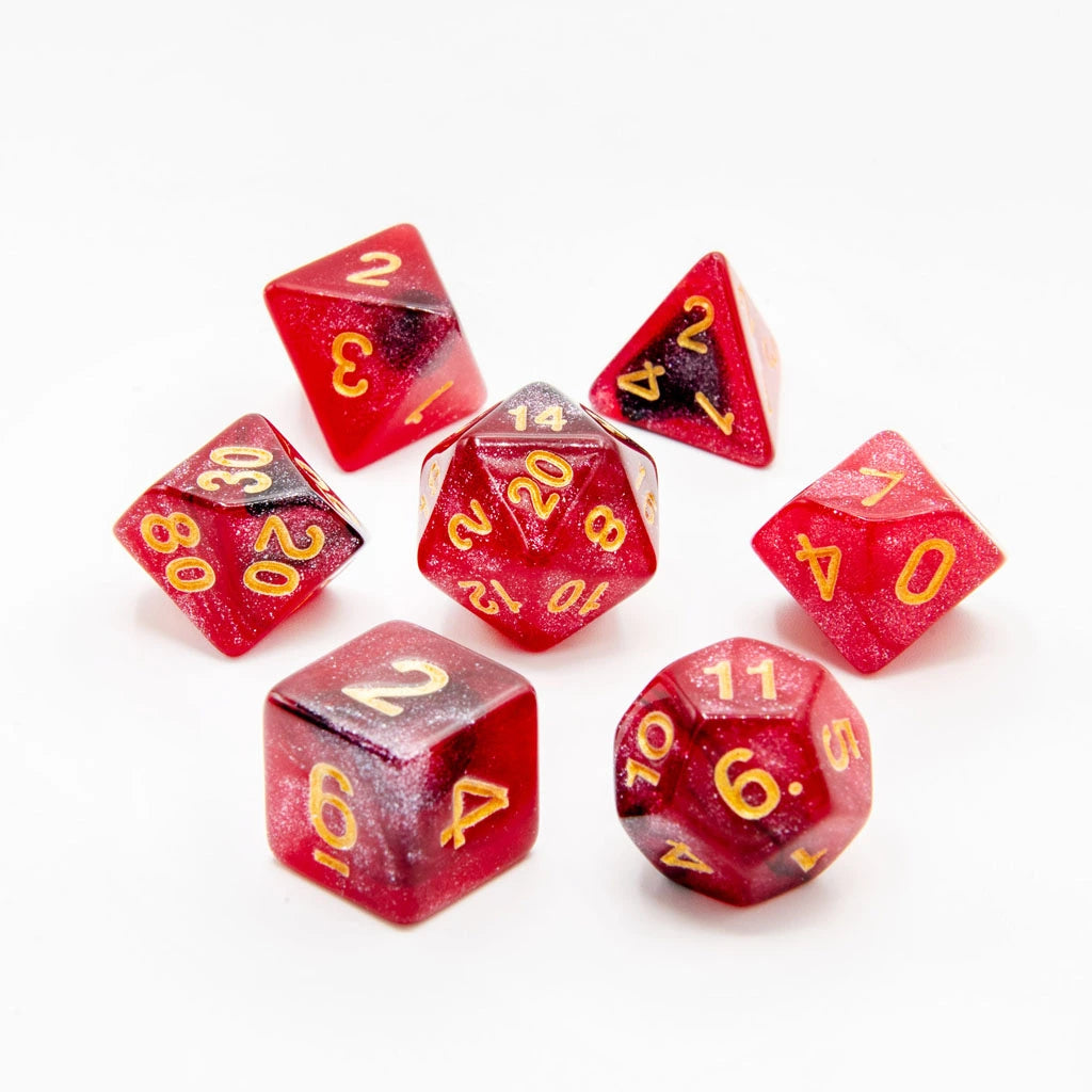 Crimson Stardust | Acrylic Dice | 7 Piece Set