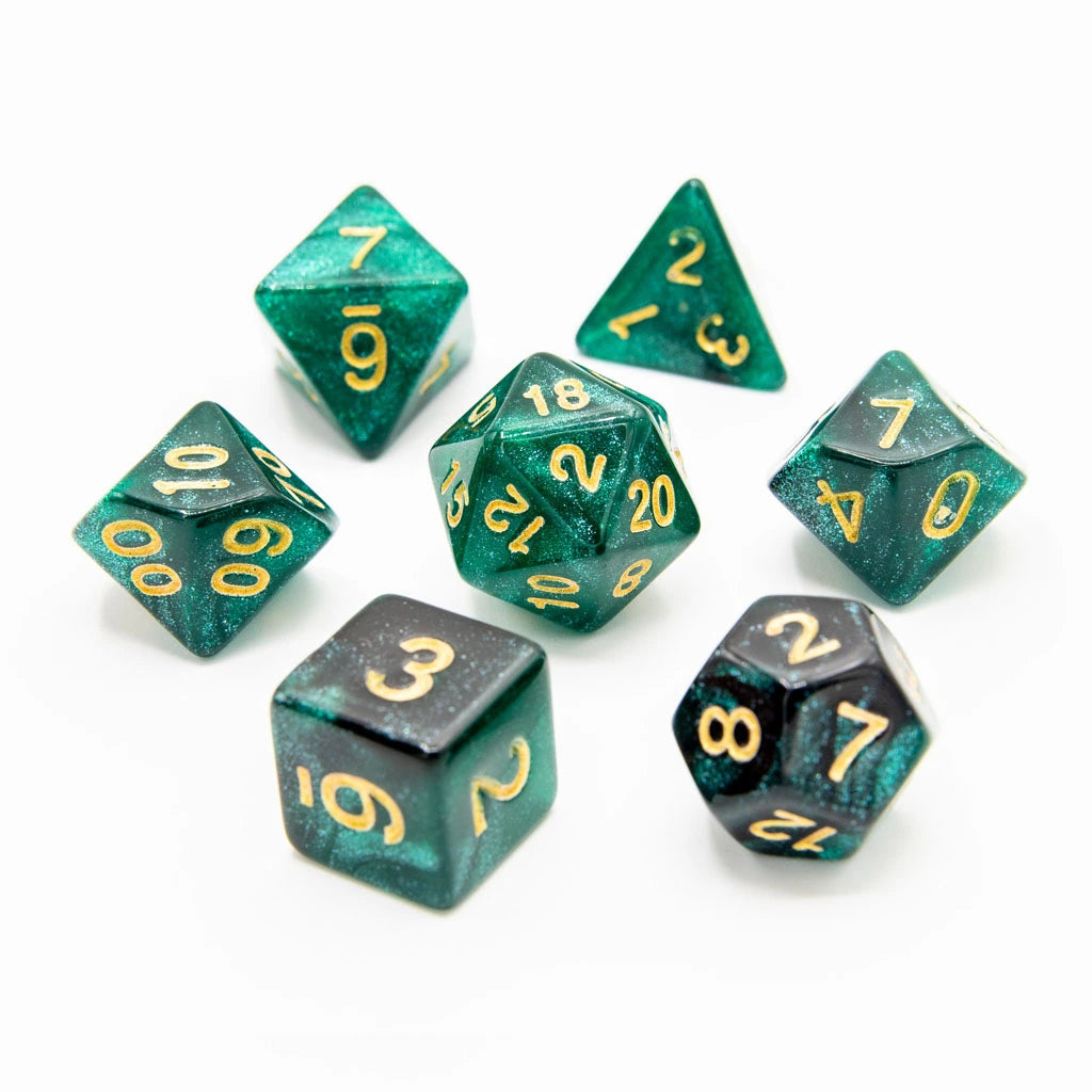 Emerald Night | Acrylic Dice | 7 Piece Set