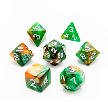 Mango Mint Spark | Acrylic Dice | 7 Piece Set