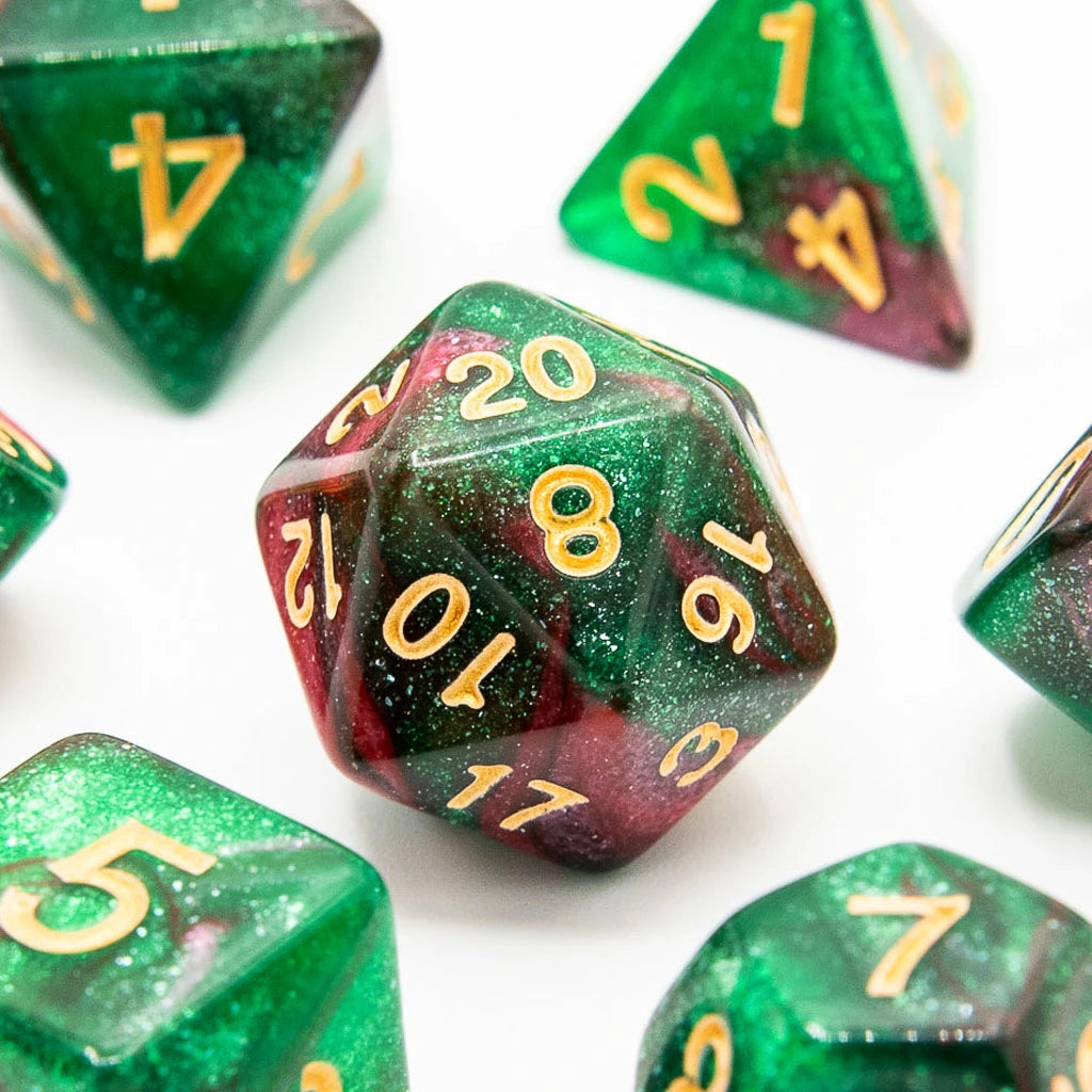 Red Apple Forest | Acrylic Dice | 7 Piece Set