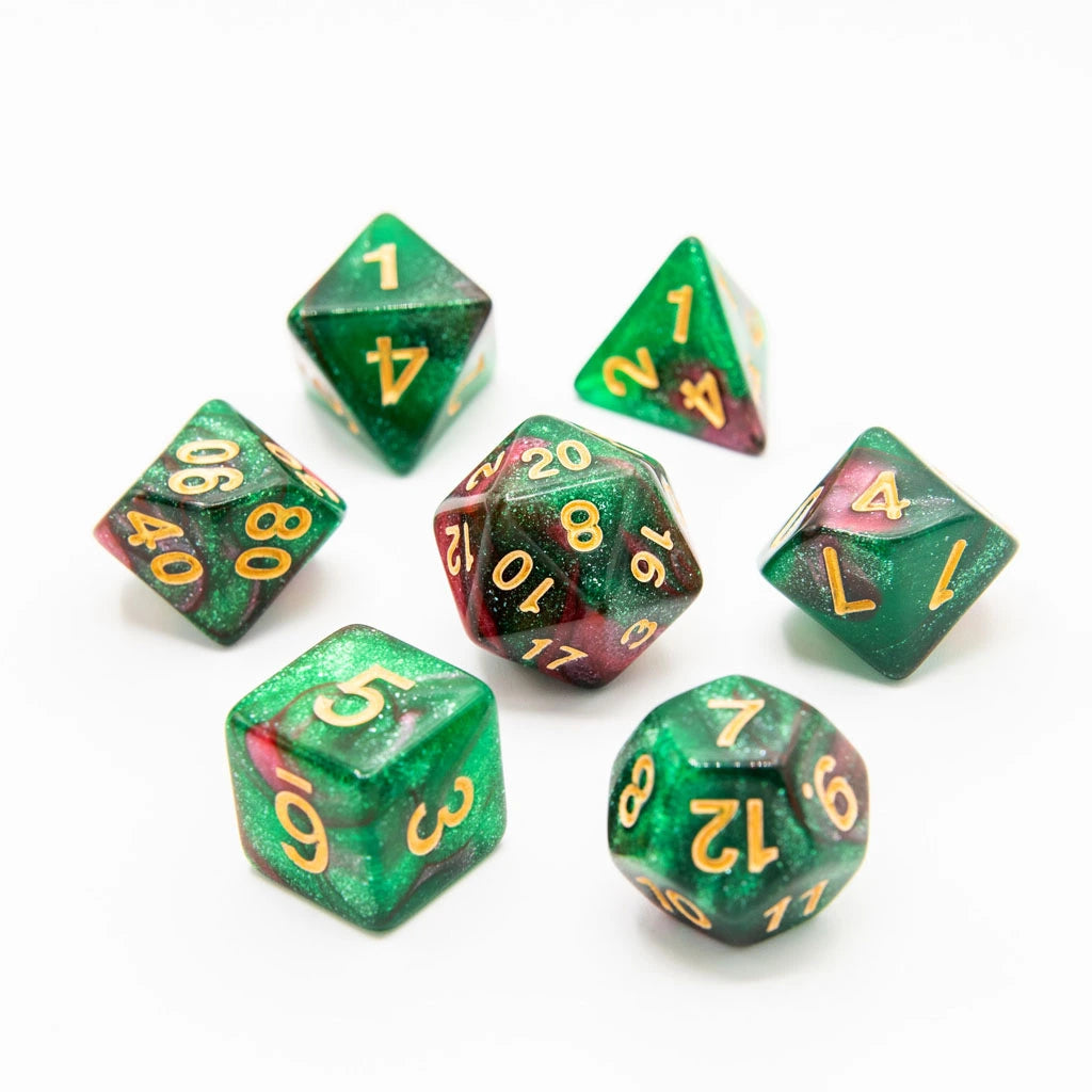 Red Apple Forest | Acrylic Dice | 7 Piece Set