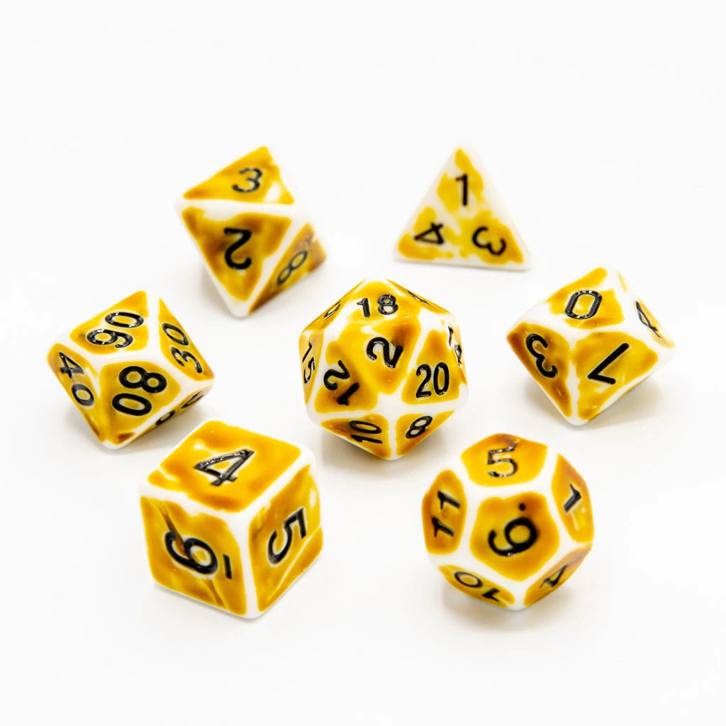 Faded Glory Yellow | Acrylic Dice | 7 Piece Set