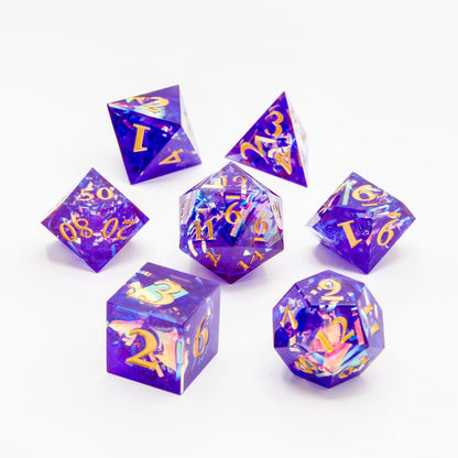 Amethyst Spark | Sharp Edge Dice | 7 Piece Set