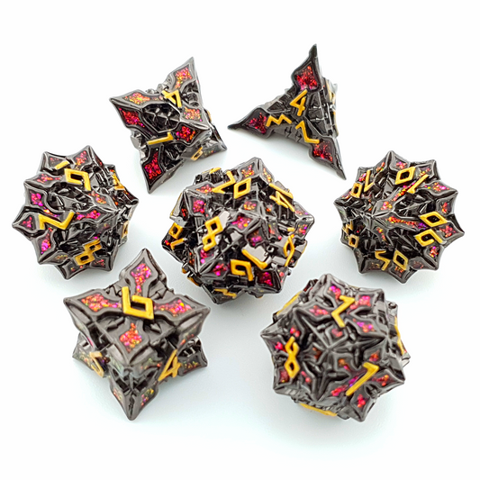 Crimson Thorn | Solid Metal Dice | 7 Piece Set