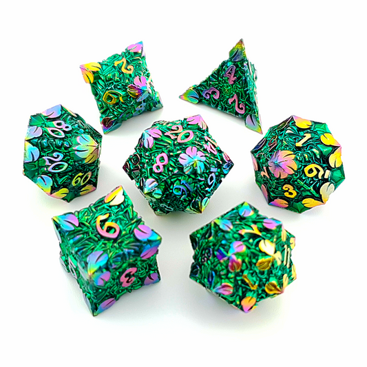 Fae Flora | Solid Metal Dice | 7 Piece Set