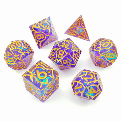 Golden Phantasm | Sharp Edge Dice | 7 Piece Set