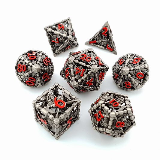 Death's Whisper | Hollow Metal Dice | 7 Piece Set