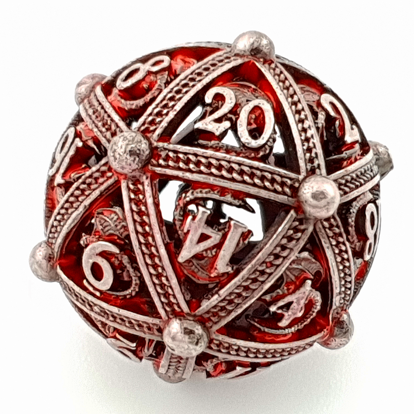 Scarlet Wyrm | Hollow Metal Dice | 7 Piece Set