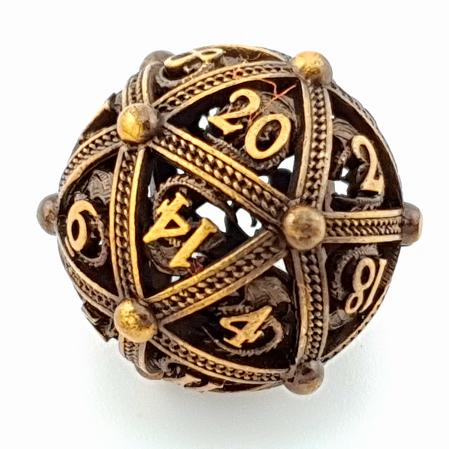 Golden Guardian | Hollow Metal Dice | 7 Piece Set