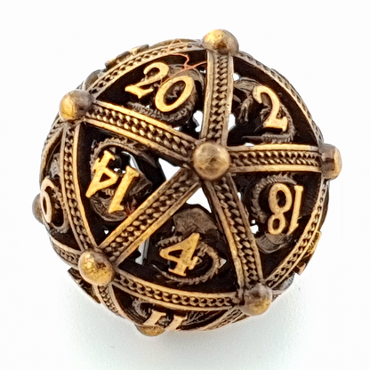 Golden Guardian | Hollow Metal Dice | 7 Piece Set