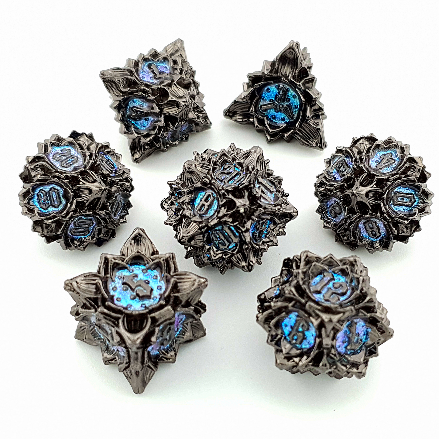 Midnight Lotus | Solid Metal Dice | 7 Piece Set