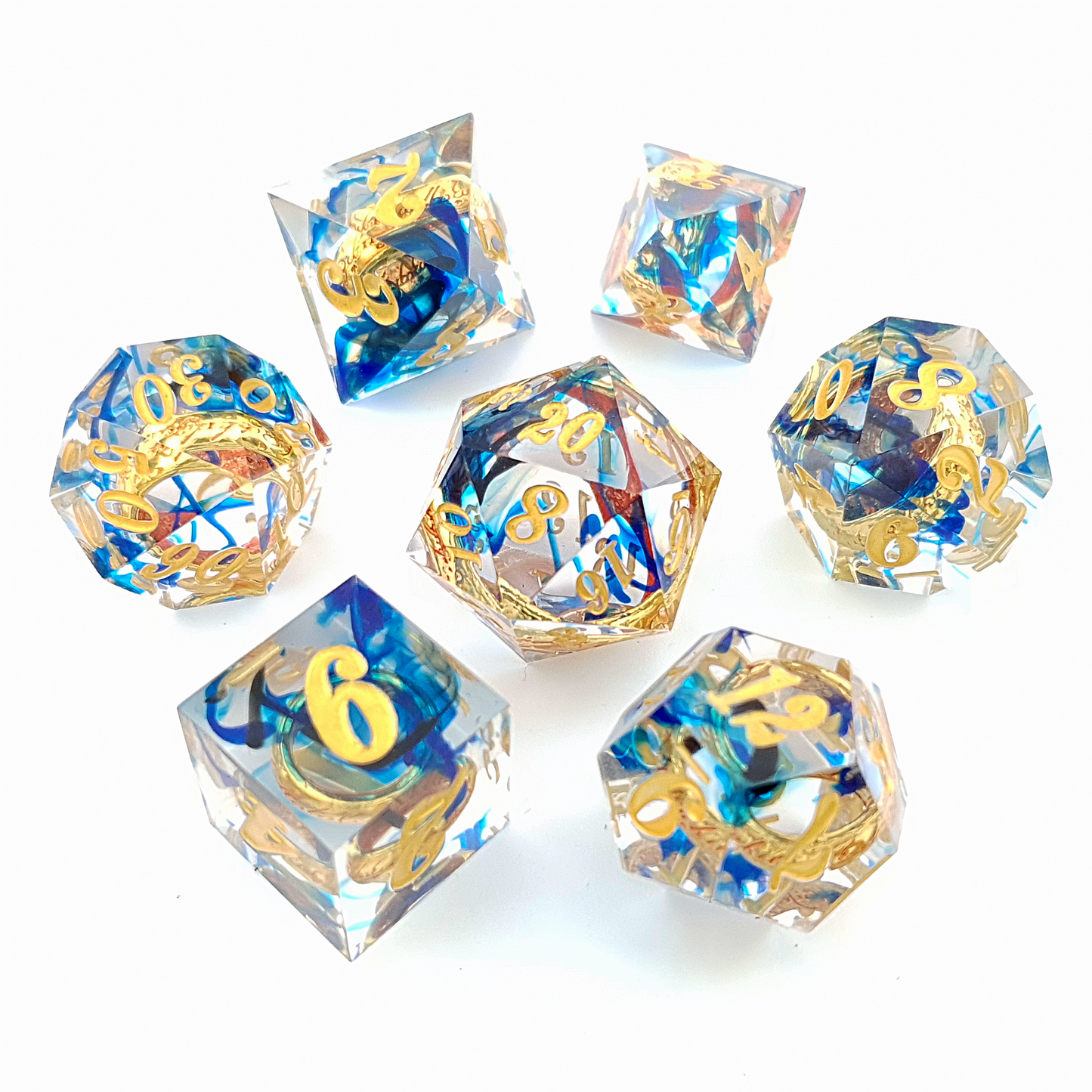 Ring of Sapphire | Sharp Edge Dice | 7 Piece Set