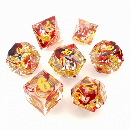 Ring of Fire | Sharp Edge Dice | 7 Piece Set