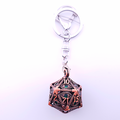 Vaultstone | D20 Keyring w/Mini Dice | Copper/Green Eye