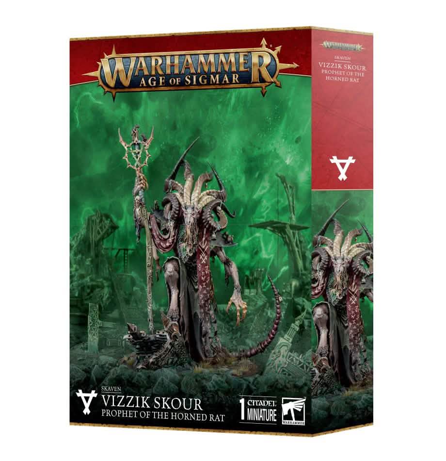 Skaven: Vizzik Skour Prophet Horned Rat – Warhammer miniature – Tabletop Dominion